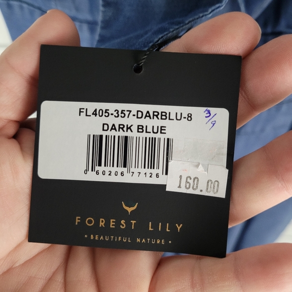 FOREST LILY | chambray smocked back spaghetti strap cropped jumpsuit playsuit - Picture 9 of 9